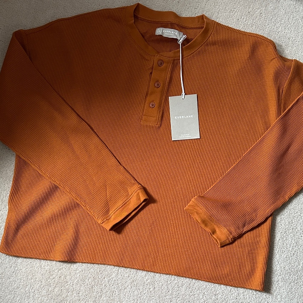 Everlane Burnt Orange Waffle Knit Top!